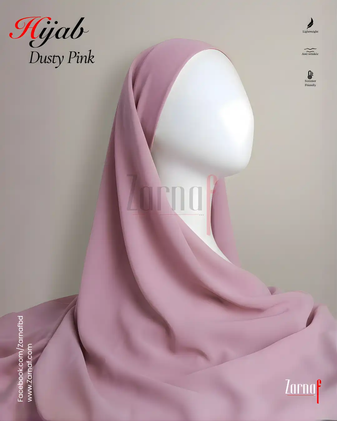 10 Hijab (Dusty Pink) - Image 1