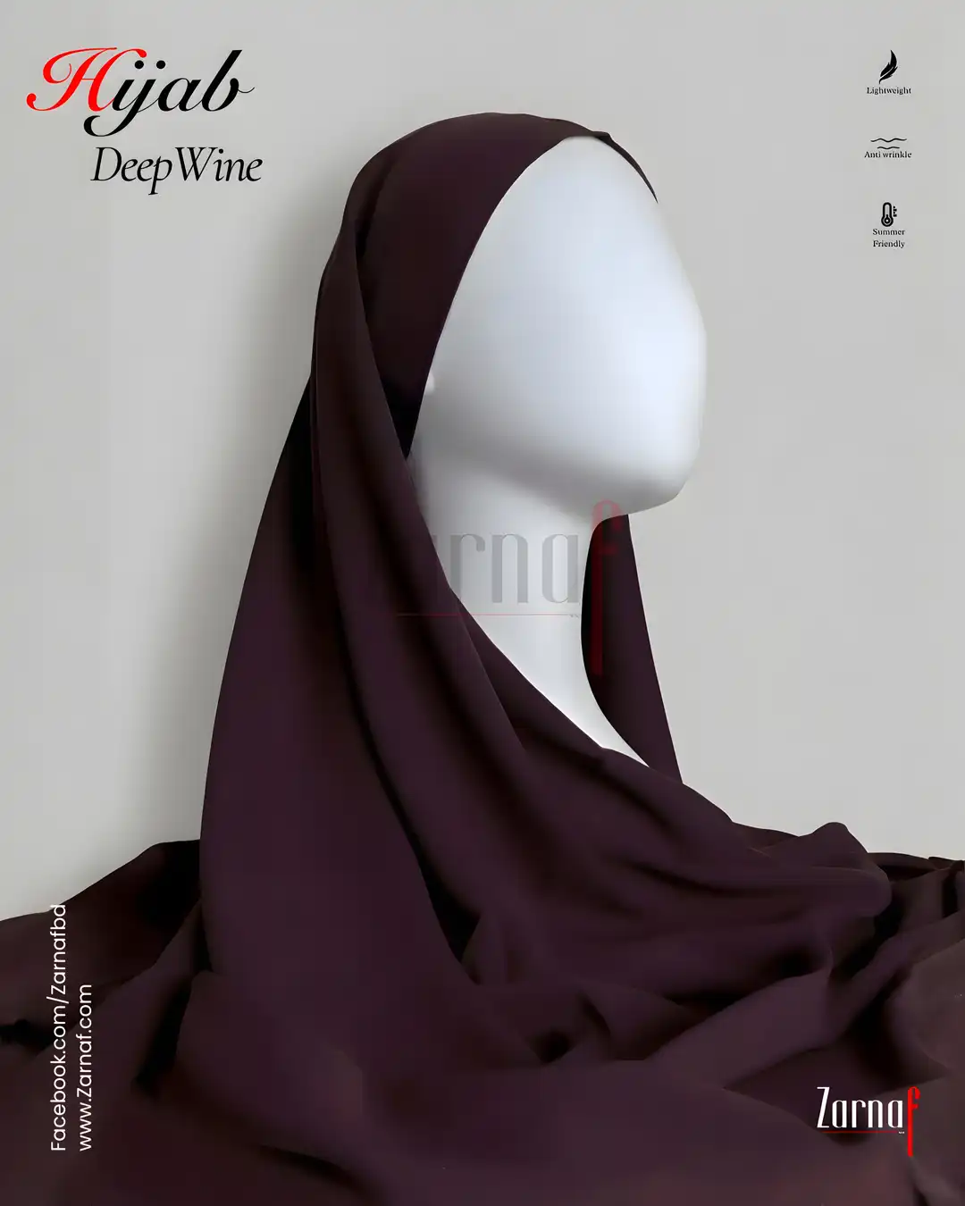 6 Hijab (Deep Wine) - Image 1